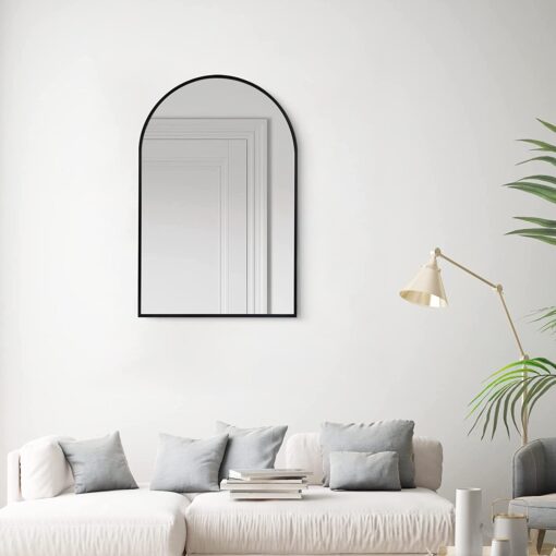 Oglinda arcada, rama metal, negru, 91.4x61cm
