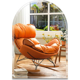 Oglinda arcada simpla, decorativa, oglinda de perete, fara rama,pentru hol, dormitor, baie,  91.4x61cm, 4mm grosime, Callena