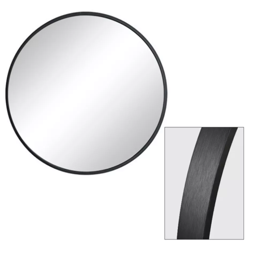 Oglinda rotunda 40/50/60cm, cadru metal, negru