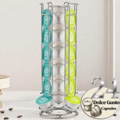 Suport 24 capsule cafea Dolce Gusto, otel, vertical, Argintiu, 32x11cm