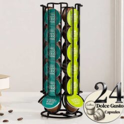 Suport 24 capsule cafea Dolce Gusto, otel, vertical, Negru, 32x11cm, Callena