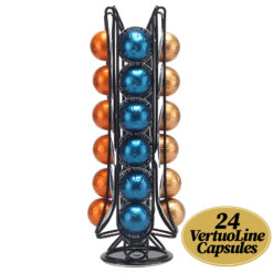 Suport 24 capsule cafea Nespresso VertuoLine, negru, otel, 39x12cm, Callena