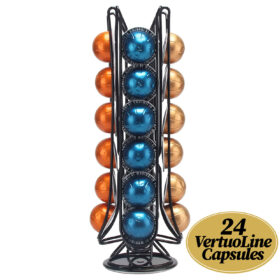Suport 24 capsule cafea Nespresso VertuoLine, negru, otel, 39x12cm, Callena