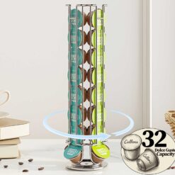 Suport 32 capsule cafea Dolce Gusto, otel, vertical, argintiu, 42x11cm, Callena