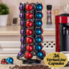 Suport 36 capsule cafea Nespresso Vertuo Line, negru, rotativ, otel, 33x18cm, Callena