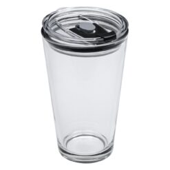 Cana cafea voiaj sticla, transparent, cu capac de plastic cu inchidere, 455ml