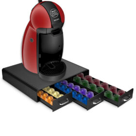 Suport capsule cafea 36 Dolce Gusto/ 48 Nespresso, Lavazza, K-Cup, Tchibo Cafissimo, 3 sertare, orizontal, 32x34x7cm, Callena