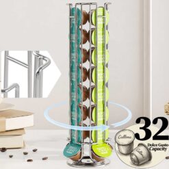 Suport 32 capsule cafea Dolce Gusto, otel, vertical, argintiu, 42x11cm, Callena