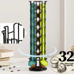 Suport 32 capsule cafea Dolce Gusto, otel, vertical, negru, 42x11cm, Callena