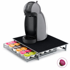 Suport 36 capsule cafea Dolce Gusto, antivibratii orizontal, otel, argintiu 39×35 cm