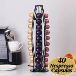 Suport 40 capsule Nespresso Original Line, rotativ, negru, otel, 40x14cm, Callena Suport 40 capsule Nespresso Original Line, rotativ, negru, otel, 40x14cm, Callena