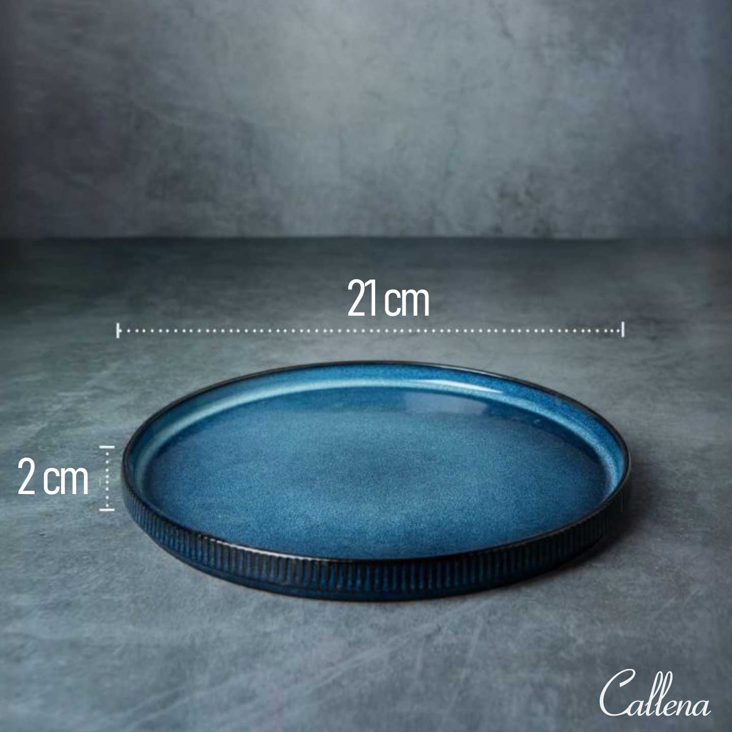 Set 4 farfurii intinse, farfurii ceramica glazurata albastra, 21 cm, Callena Cosmic Blue Set 4 farfurii intinse, farfurii ceramica glazurata albastra, 21 cm, Callena Cosmic Blue - imagine 3