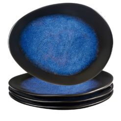 Set 4 farfurii plate diforme, ceramica dublu glazurata, albastru negru, 16x12x1.5cm, Callena Deep Glaze Alternative view of Set 4 farfurii plate diforme, ceramica dublu glazurata, albastru negru, 16x12x1.5cm, Callena Deep Glaze
