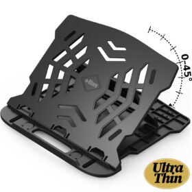 Suport laptop cu masa,stand laptop reglabil, ultraportabila, aerisire, 7 nivele de inclinare, negru, suport laptop birou, 28x26x2cm, Callena