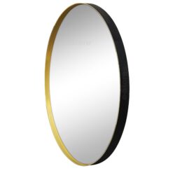 Oglinda rotunda adanca, negru auriu, metal, 70cm