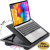 Masa laptop pat cu suport laptop reglabil, perna dubla, stand laptop cu 8 nivele de reglare, negru, 38x25x6cm, Callena