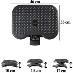 Alternative view of Suport picioare birou, suport ergonomic si reglabil pe 3 inaltimi, inclinare ±30°, negru, pentru acasa, birou, 46x35x11cm, Callena