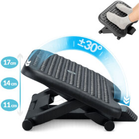 Suport picioare birou, suport ergonomic si reglabil pe 3 inaltimi, inclinare ±30°, negru, pentru acasa, birou, 46x35x11cm, Callena