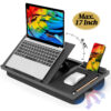 Masa laptop pat cu suport laptop reglabil, perna dubla, stand laptop cu 8 nivele de reglare, negru, 38x25x6cm, Callena