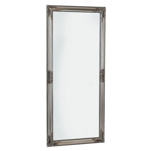Oglinda mare de perete/podea, vintage, lemn eucalipt, argintiu antichizat, 162x72cm