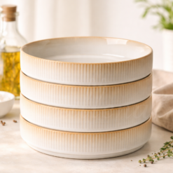 Set 4 farfurii adanci, farfurii ceramica glazurata bej, 20×4 cm, Callena Cappuccino Set 4 farfurii adanci, farfurii ceramica glazurata bej, 20x4 cm, Callena Cappuccino