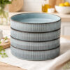 Set 4 farfurii adanci, farfurii ceramica glazurata vintage, 20x4 cm, Callena Smokey-Blue