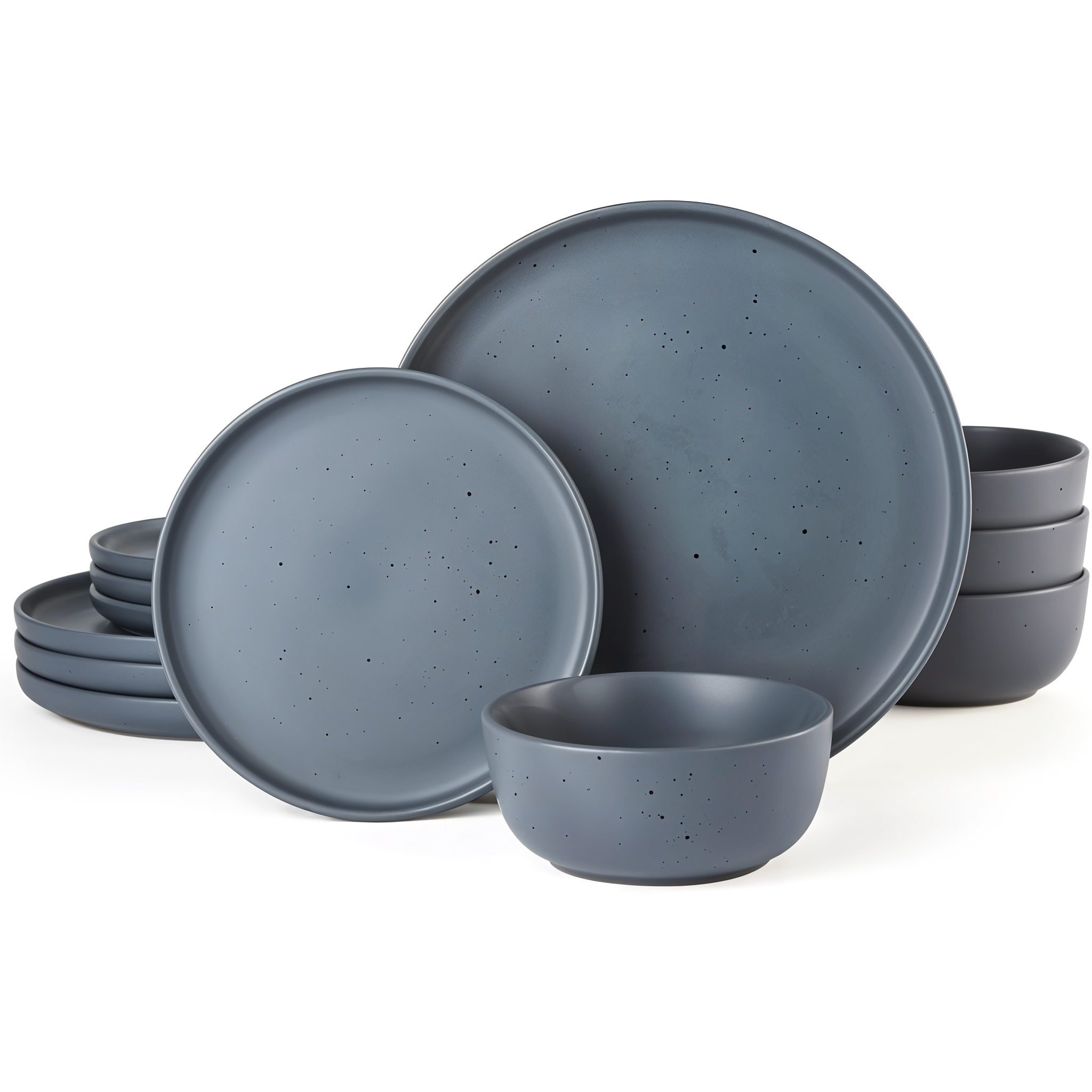 Set vesela, serviciu de masa cu 12 farfurii, boluri din ceramica, albastru inchis cu puncte negre, Callena Nordic Simplicity Set vesela, serviciu de masa cu 12 farfurii, boluri din ceramica, albastru inchis cu puncte negre, Callena Nordic Simplicity - imagine 10