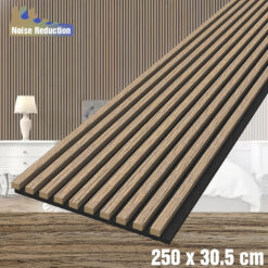 Riflaj decorativ acustic, MDF, furnir, pasla, panou riflaj lemn de perete, interior, living, hol, nuc deschis, maro, 2500x305mm, 0.76 m², Callena