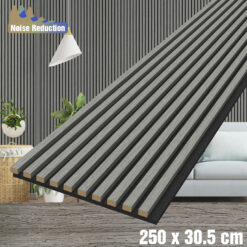 Riflaj decorativ acustic, MDF, furnir, pasla, panou riflaj lemn de perete, interior, living, hol, Frasin Gri, Riflaj Gri Antracit, 2500x305mm, 0.76 m², Callena