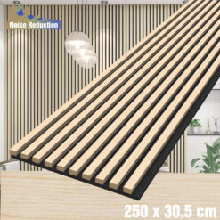 Riflaj decorativ acustic, MDF, furnir, pasla, panou riflaj lemn de perete, interior, living, hol, Riflaj Stejar Deschis, 2500x305mm, 0.76 m², Callena