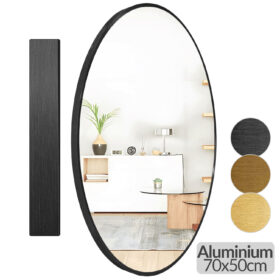 Oglinda ovala cu rama Neagra,  70x50cm,  oglinda de perete, decorativa, pentru hol, living, baie, rama din aluminiu, Callena