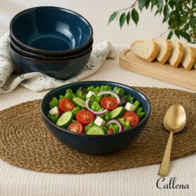 Set 4 boluri ceramica glazurata,  castroane ciorba, supa, 680ml, Callena Golden Eclipse