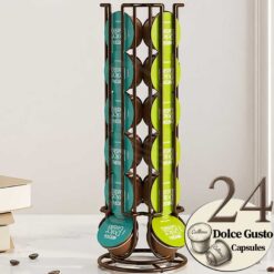 Suport 24 capsule cafea Dolce Gusto, otel, vertical, bronz, 32x11 cm, Callena