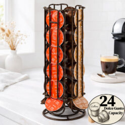 Suport 24 capsule cafea Dolce Gusto, otel, vertical, bronz, 32x11 cm, Callena