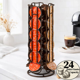 Suport 24 capsule cafea Dolce Gusto, otel, vertical, bronz, 32x11 cm, Callena