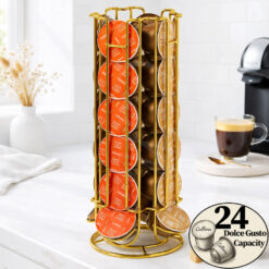 Suport 24 capsule cafea Dolce Gusto, otel, vertical, auriu, 32×11 cm, Callena Suport 24 capsule cafea Dolce Gusto, otel, vertical, auriu, 32x11 cm, Callena