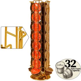Suport 32 capsule cafea Dolce Gusto, otel, vertical, auriu, 42x11 cm, Callena