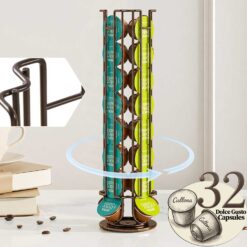 Suport 32 capsule cafea Dolce Gusto, otel, vertical, bronz, 42x11 cm, Callena