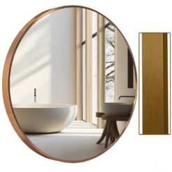Oglinda 40cm, rotunda baie, bronz metalizat, aluminiu, Callena