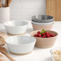 Alternative view of Set 4 boluri ceramica,  castroane ciorba, supa, 15x6cm, 570ml, mix culori puncte negre si baza mata, Callena Saturn