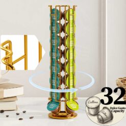 Suport 32 capsule cafea Dolce Gusto, otel, vertical, auriu, 42x11 cm, Callena