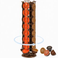 Suport 32 capsule cafea Dolce Gusto, otel, vertical, bronz, rotativ, 42x11 cm, Callena