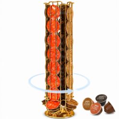 Suport 32 capsule cafea Dolce Gusto, otel, vertical, auriu, 42x11 cm, Callena