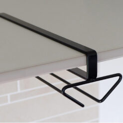 Suport pahare cu picior,  suport pahare suspendat pentru bucatarie, bar, universal, otel, tip sina, negru, 25.4x9x7cm, Callena