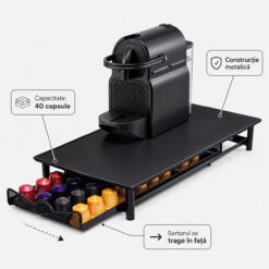 Suport 40 capsule cafea Nespresso Original Line, Lavazza Blue, negru, metal, tip sertar, orizontal, 43x23cm, Callena Alternative view of Suport 40 capsule cafea Nespresso Original Line, Lavazza Blue, negru, metal, tip sertar, orizontal, 43x23cm, Callena