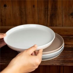 Set 4 farfurii intinse, ceramica, 27 cm, mix culori puncte negre si baza mata, Callena Saturn