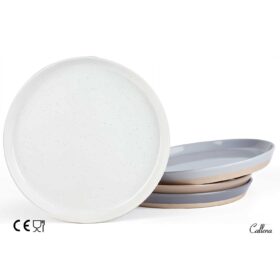 Set 4 farfurii intinse, ceramica, 20 cm, mix culori puncte negre si baza mata, Callena Saturn