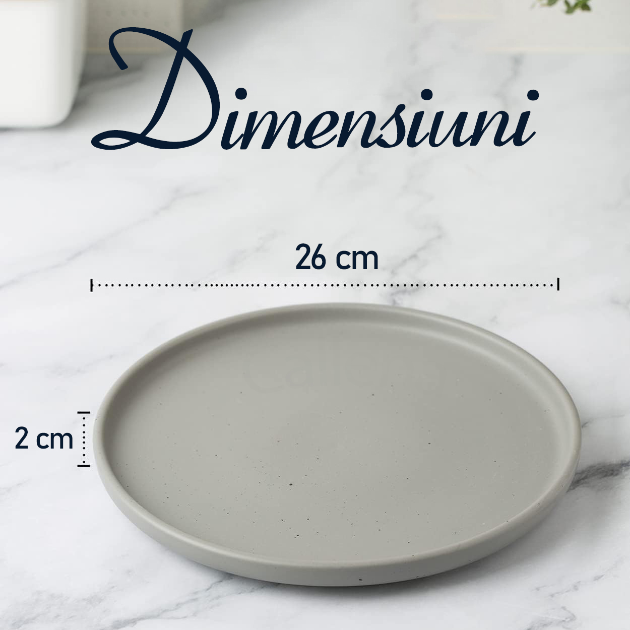 Set 4 farfurii intinse, farfurii ceramica simple, 26 cm, gri inchis cu puncte negre, Callena Nordic Simplicity Set 4 farfurii intinse, ceramica, 26 cm, gri inchis cu puncte negre, Callena Nordic Simplicity