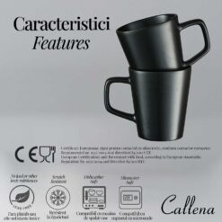 Alternative view of Set 4 cani negre din ceramica, stil nordic, 360ml, Callena Nordic Style