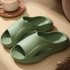 Slapi dama cu talpa groasa, papuci cauciuc de plaja sau de casa, ergonomici, comozi, lati, negru, 41-42 EU, Callena